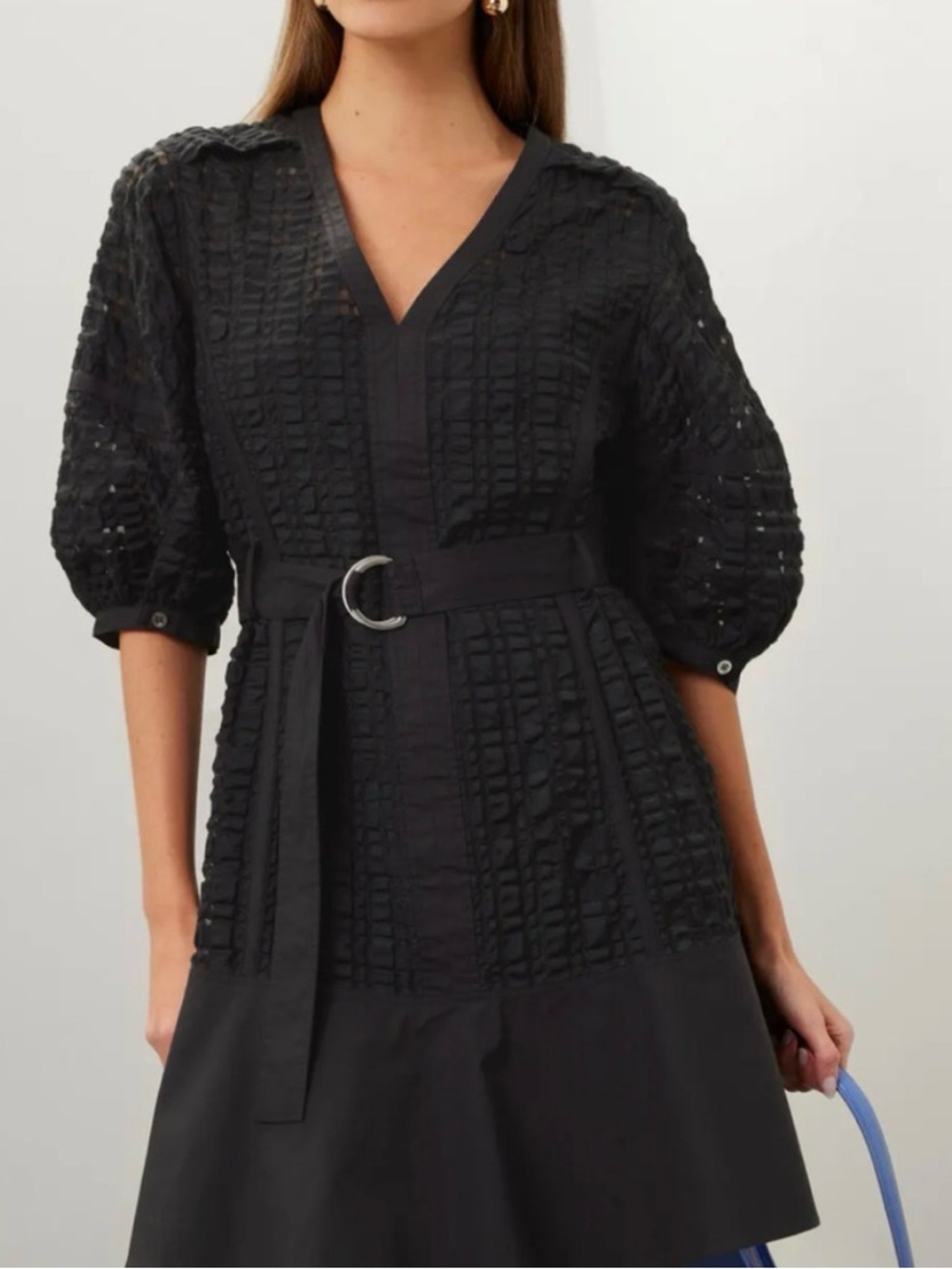 3.1 Phillip Lim Black Puff Sleeve Mini Dress Designer  Cottage Core $595 -6 Med